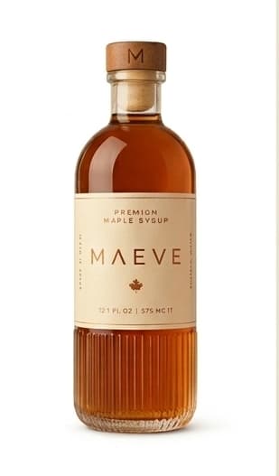 Flacon de sirop d'érable premium MAEVE sur fond uni